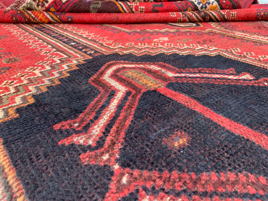 Handmade Persian Wool Area Rug 7x10 - Red Tribal Vintage Persian Style Rug - Exact Size 9'2" x 6'2" - KBHM-1169