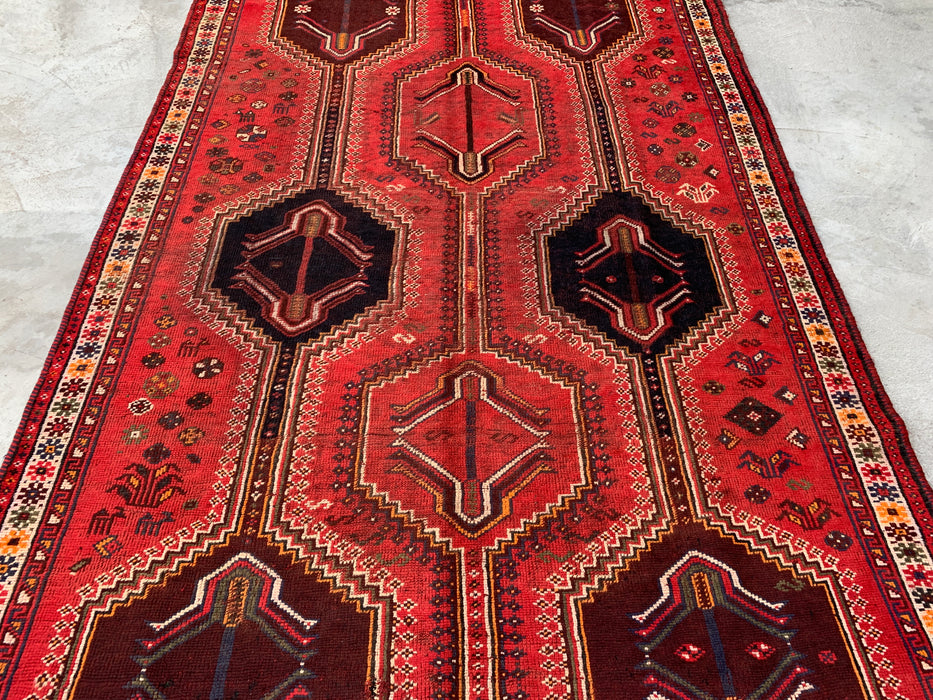 Handmade Persian Wool Area Rug 7x10 - Red Tribal Vintage Persian Style Rug - Exact Size 9'2" x 6'2" - KBHM-1169