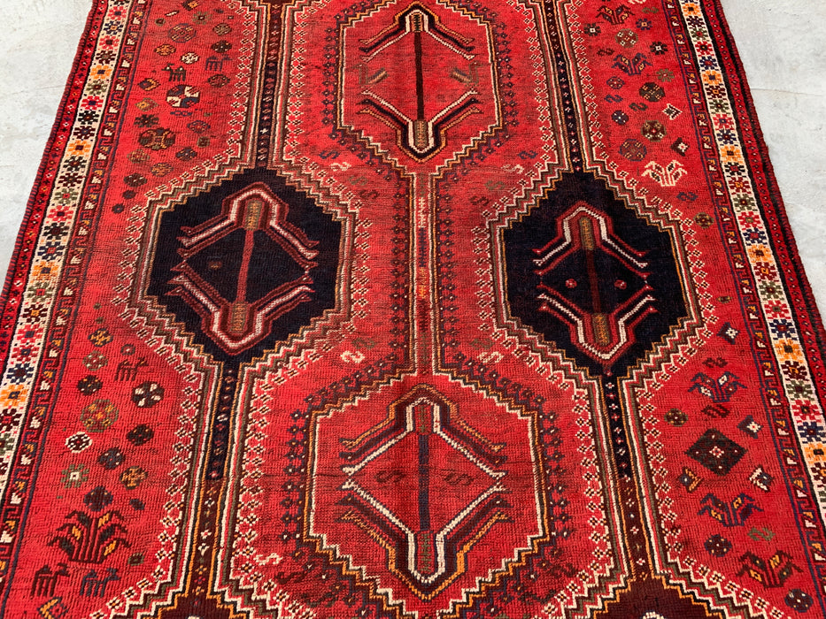Handmade Persian Wool Area Rug 7x10 - Red Tribal Vintage Persian Style Rug - Exact Size 9'2" x 6'2" - KBHM-1169