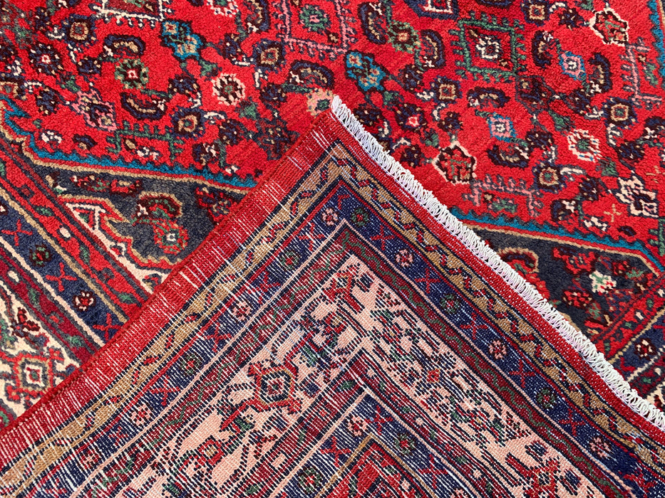 Handmade Persian Wool Area Rug 7x10 - Red, Ivory & Navy Traditional Medallion Persian Style Rug - Exact Size 10'3" x 6'8" - KBHM-1176