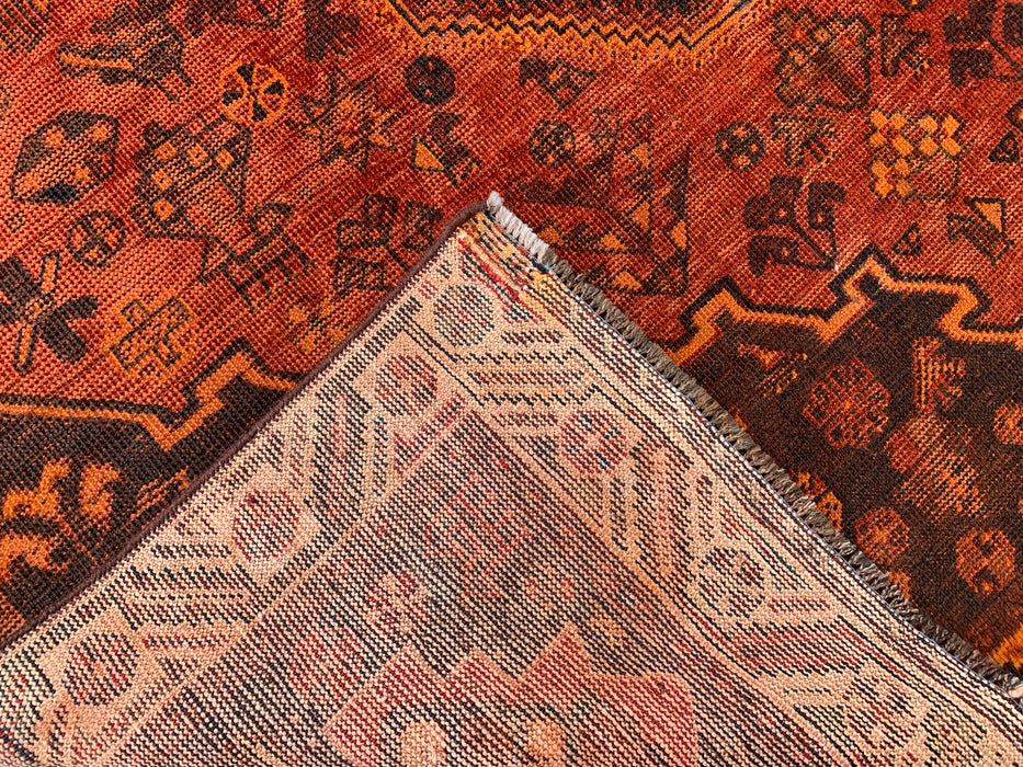 Handmade Persian Wool Area Rug 7x10 - Rust, Brown & Black Tribal Medallion Persian Style Rug - Exact Size 10'2" x 6'2" - KBHM-1178
