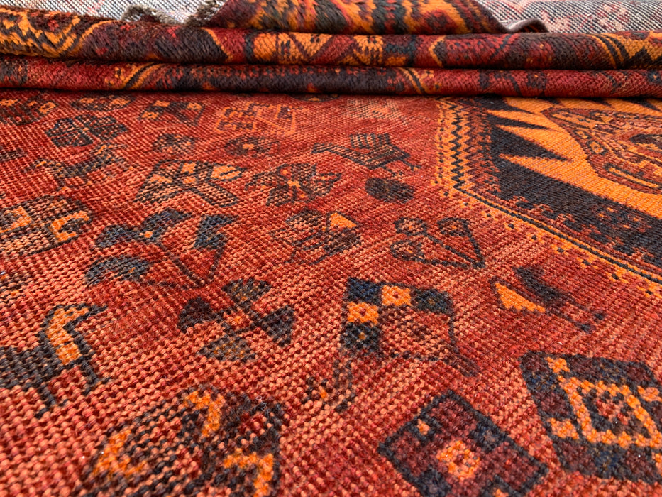 Handmade Persian Wool Area Rug 7x10 - Rust, Brown & Black Tribal Medallion Persian Style Rug - Exact Size 10'2" x 6'2" - KBHM-1178