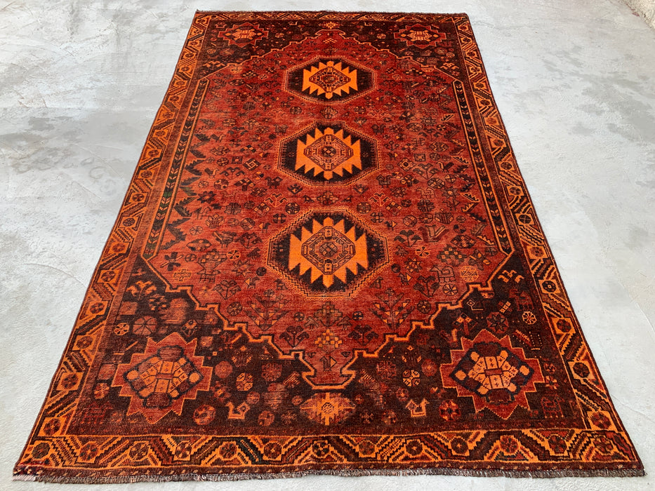 Handmade Persian Wool Area Rug 7x10 - Rust, Brown & Black Tribal Medallion Persian Style Rug - Exact Size 10'2" x 6'2" - KBHM-1178