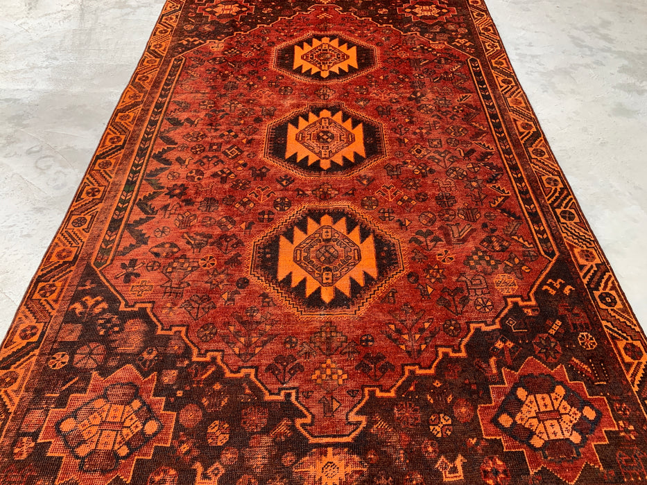 Handmade Persian Wool Area Rug 7x10 - Rust, Brown & Black Tribal Medallion Persian Style Rug - Exact Size 10'2" x 6'2" - KBHM-1178