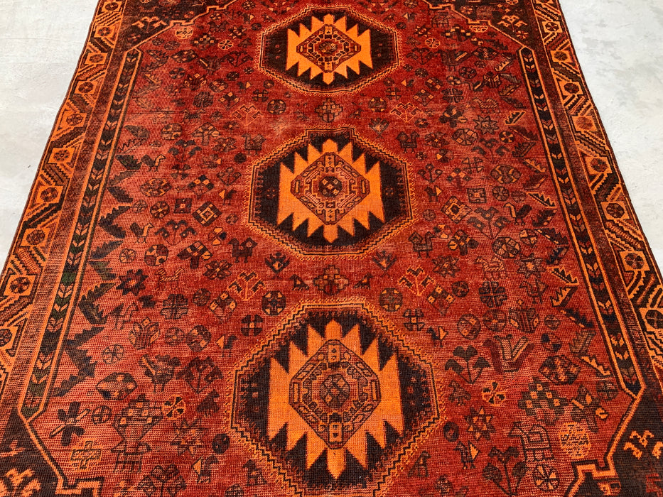 Handmade Persian Wool Area Rug 7x10 - Rust, Brown & Black Tribal Medallion Persian Style Rug - Exact Size 10'2" x 6'2" - KBHM-1178