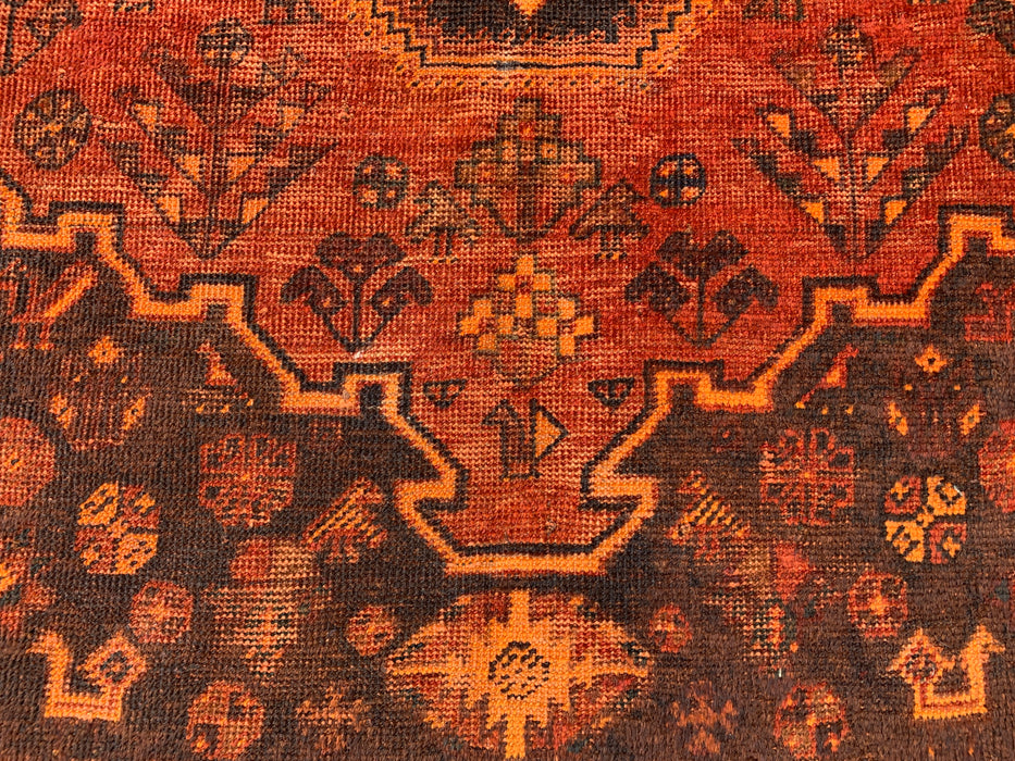 Handmade Persian Wool Area Rug 7x10 - Rust, Brown & Black Tribal Medallion Persian Style Rug - Exact Size 10'2" x 6'2" - KBHM-1178
