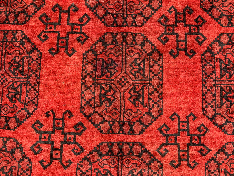 Handmade Persian Wool Area Rug 7x10 - Deep Red & Black Geometric Persian Style Rug - Exact Size 9'7" x 6'9" - KBHM-1203