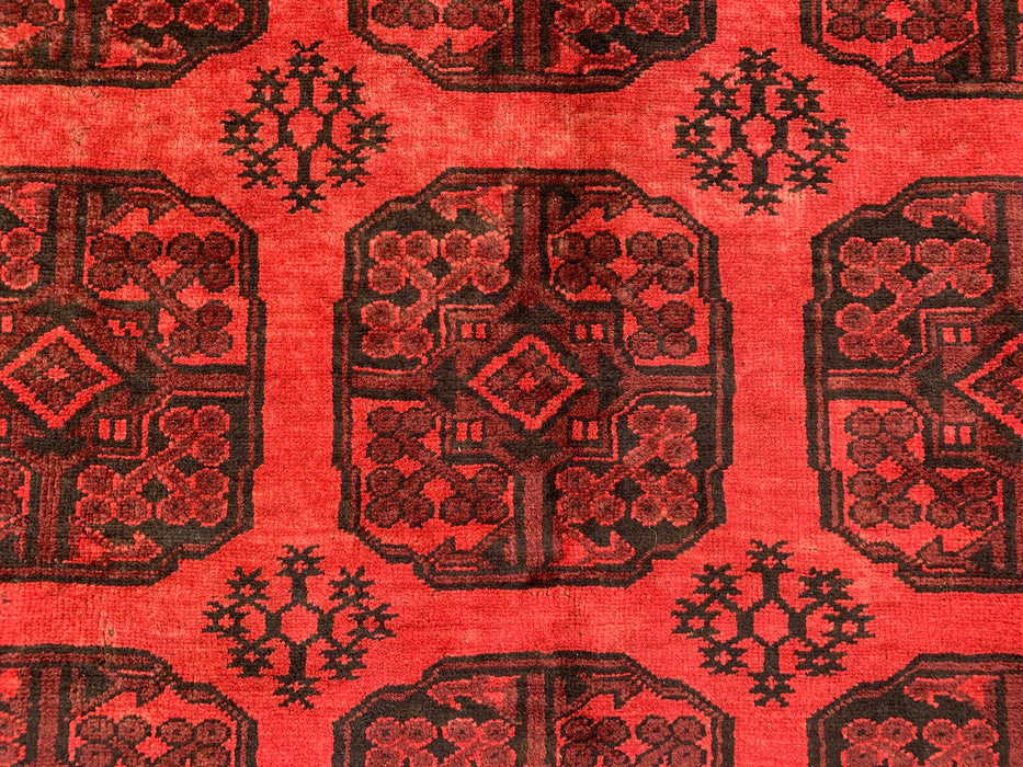 Handmade Persian Wool Area Rug 7x10 - Red Geometric Persian Style Rug - Exact Size 9'2" x 6'8" - KBHM-1205
