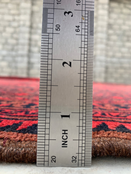 Handmade Persian Wool Area Rug 7x10 - Red Geometric Persian Style Rug - Exact Size 9'2" x 6'8" - KBHM-1205