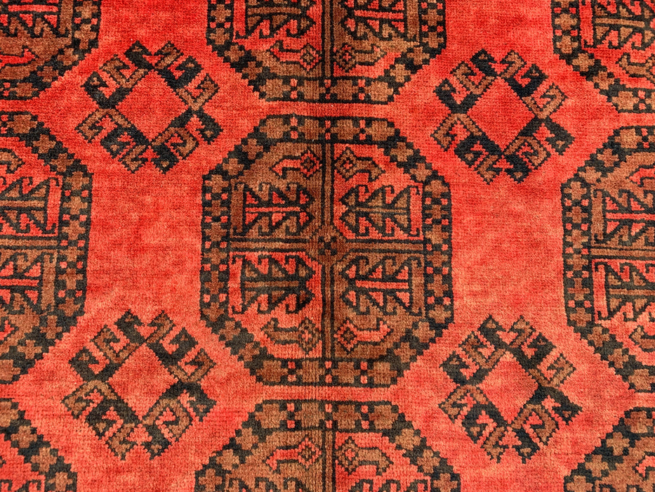 Handmade Persian Wool Area Rug 7x10 - Red Geometric Persian Style Rug - Exact Size 9'2" x 6'8" - KBHM-1205
