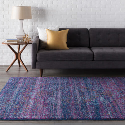Livabliss Harput Machine Woven Rug — Navy / Plum Distressed | HAP-1003