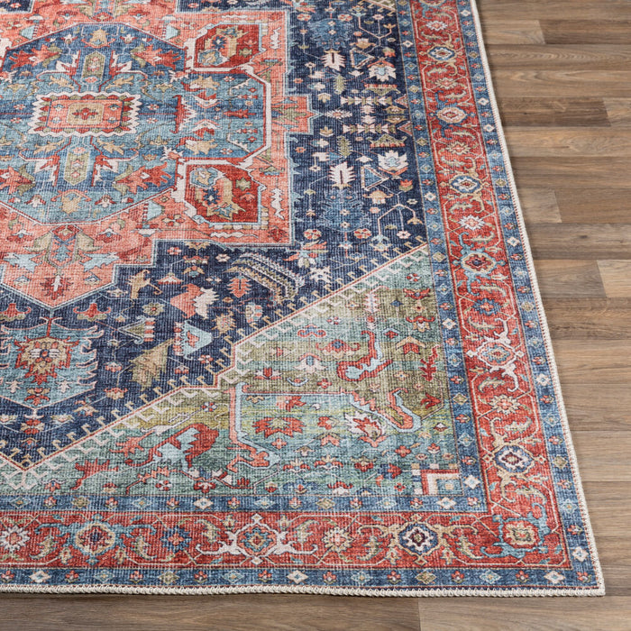 Amelie Machine Washable Rug — Navy / Peach | AML-2310