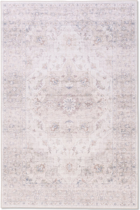 Premium Washable Non-Slip Rug – Dusty Blue Medallion (Machine Washable)