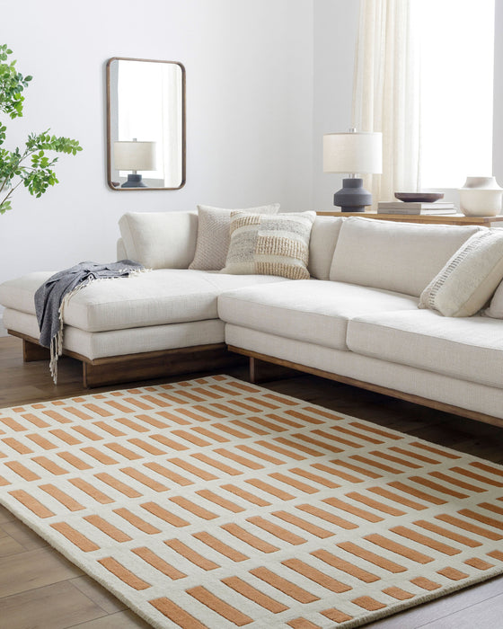Jason Wu Grid Wool Rug — Coral / Green | JSW-1000 in