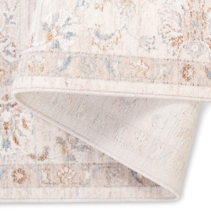 Ivory Floral Oushak-Style Rug – Easy-Care Turkish Powerloom (0.25" Pile)