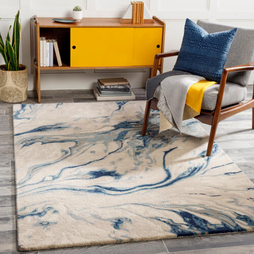 Kavita Handmade Rug — Navy / Light Beige | KVT-2315 - colour & pattern