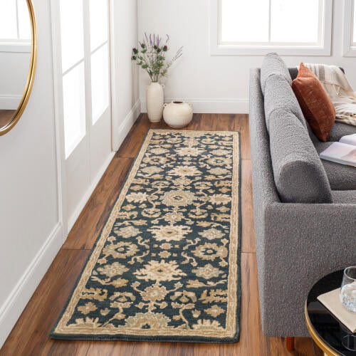 Caesar Handmade Wool Rug — Navy / Beige | CAE-1154