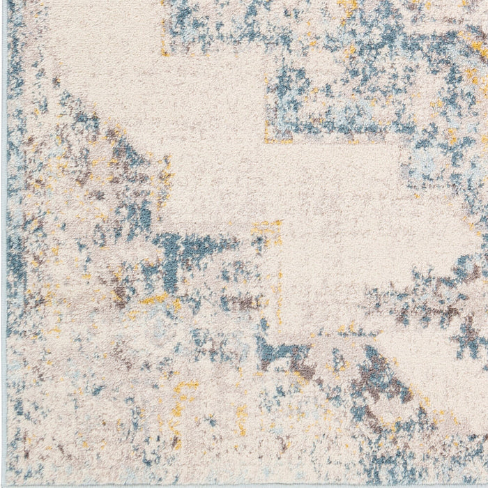 Ankara Machine Woven Rug — Ivory / Blue | AKR-2309