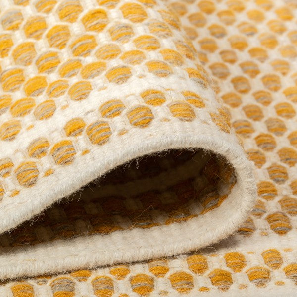 Reversible Hand-Woven Wool Rug – Amber & Natural Pattern (0.25" Pile)