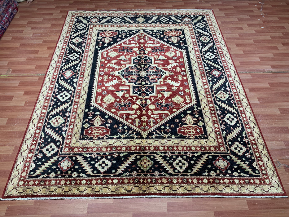 8'x10' Hand-Knotted Kazak Red/Multi Area Rug – KB Rugs