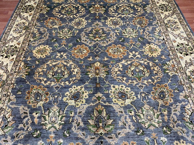 8'x10' Hand-Knotted Chobi Blue/Ivory Area Rug – KB Rugs