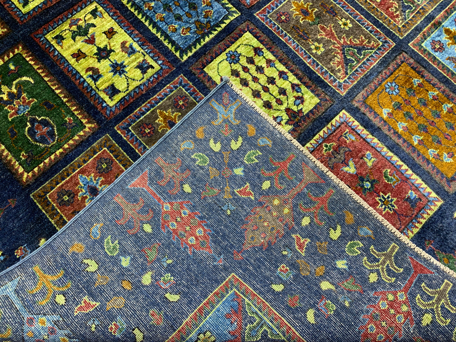 Ultra-Rare 6’7 x 9’9' Hand-Knotted Chobi Wool Rug – Blue Garden Panel Design