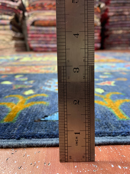 Ultra-Rare 6’7 x 9’9' Hand-Knotted Chobi Wool Rug – Blue Garden Panel Design