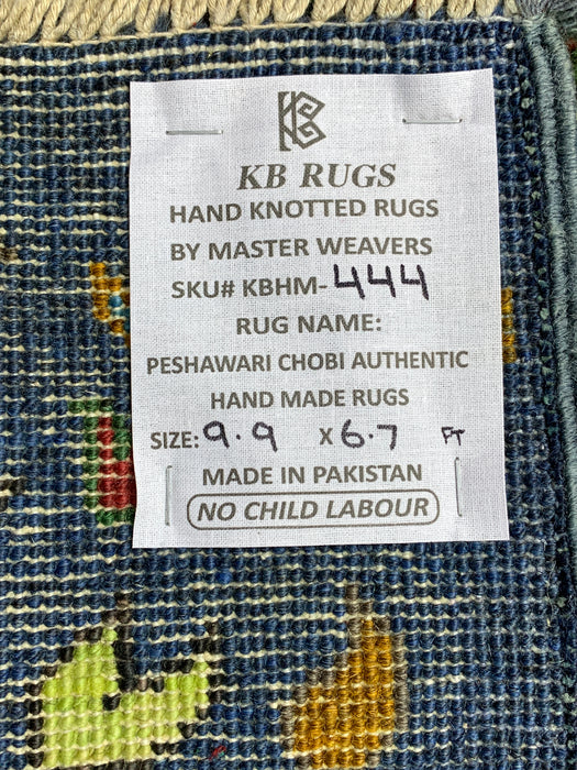 Ultra-Rare 6’7 x 9’9' Hand-Knotted Chobi Wool Rug – Blue Garden Panel Design
