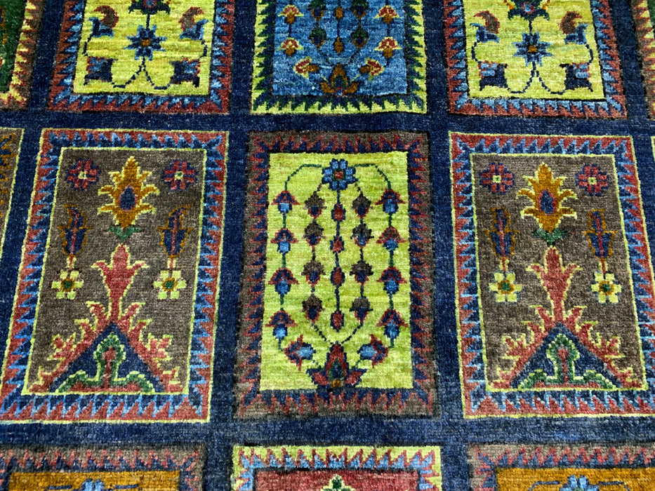 Ultra-Rare 6’7 x 9’9' Hand-Knotted Chobi Wool Rug – Blue Garden Panel Design