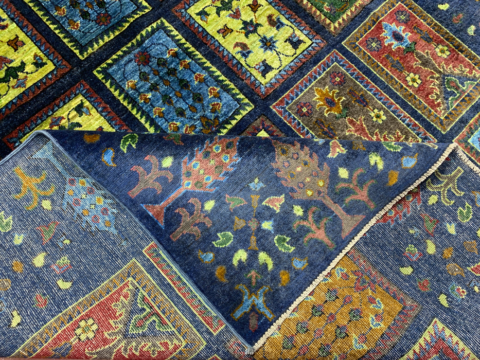 Ultra-Rare 6’7 x 9’9' Hand-Knotted Chobi Wool Rug – Blue Garden Panel Design