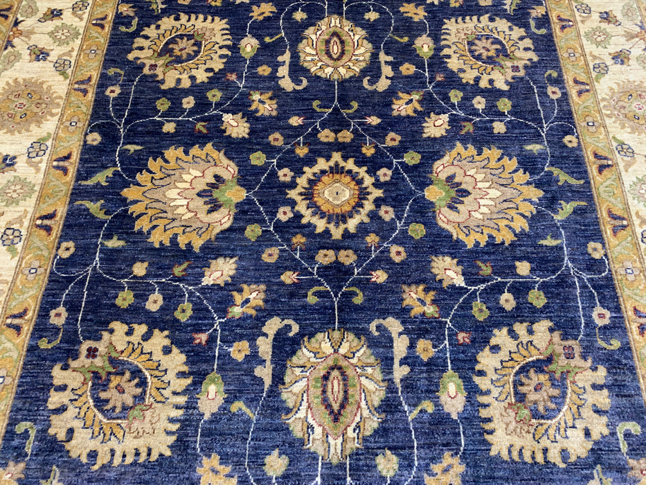 7'x10' Hand-Knotted Chobi Navy/Gold Area Rug – KB Rugs