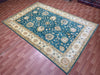 7'x10' Hand-Knotted Chobi Teal/Ivory Area Rug – KB Rugs