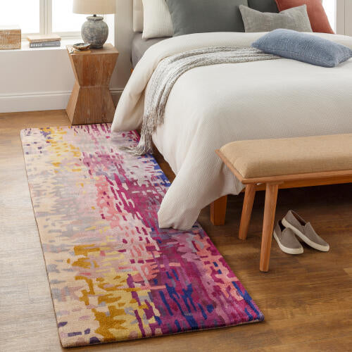 Banshee Handmade Wool & Viscose Rug — Burgundy / Plum | BAN-3344 - colour & pattern