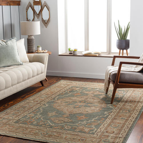 Reign Handmade Wool Rug — Teal & Terracotta Medallion Design | REG-2304