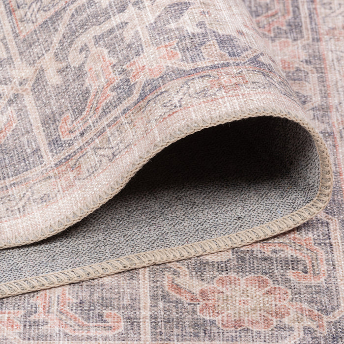 Premium Washable Non-Slip Rug – Blush Medallion (Machine Washable)