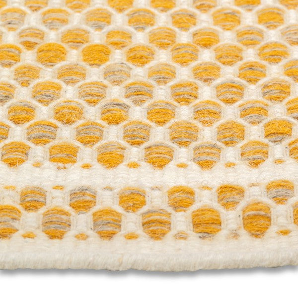 Reversible Hand-Woven Wool Rug – Amber & Natural Pattern (0.25" Pile)