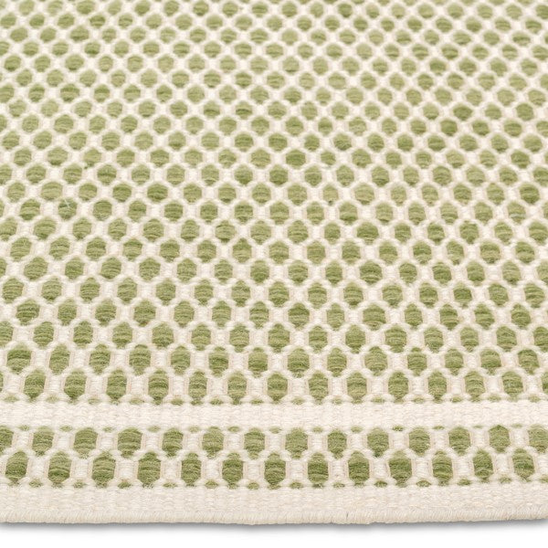 Reversible Hand-Woven Wool Rug – Natural & Sage Pattern (0.25" Pile)