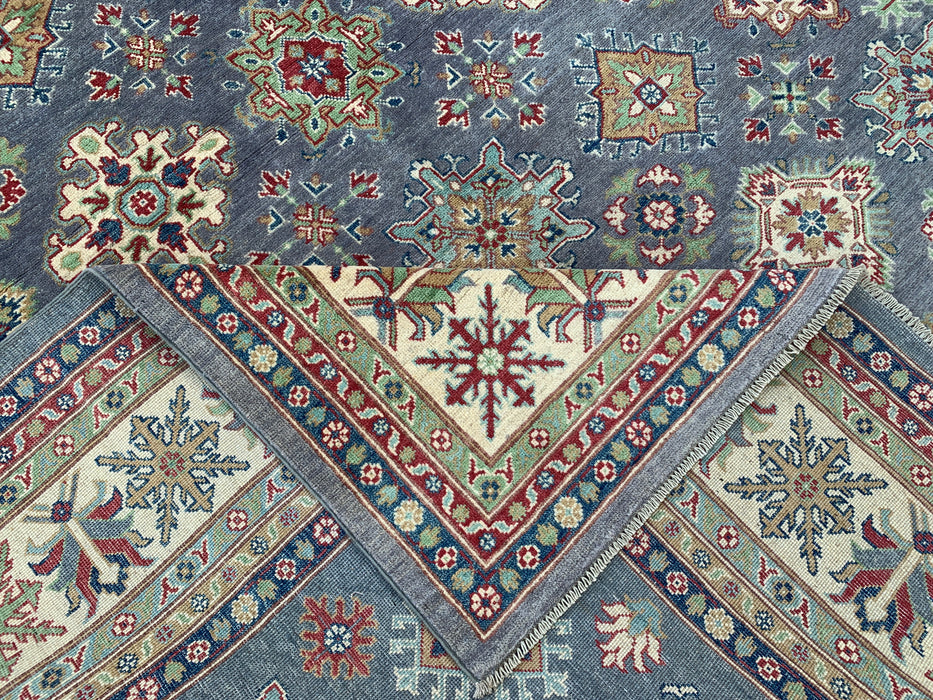 11'7 x 8'11 Hand-Knotted Peshawari Chobi Wool Rug - Gray Traditional Tribal Area Rug - KBHM-518