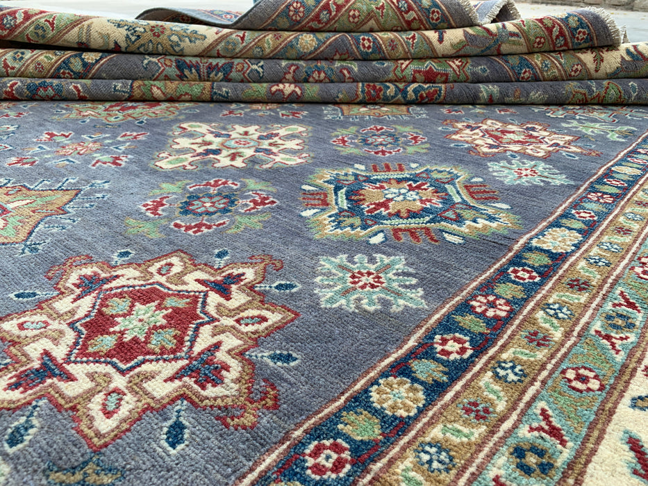 11'7 x 8'11 Hand-Knotted Peshawari Chobi Wool Rug - Gray Traditional Tribal Area Rug - KBHM-518
