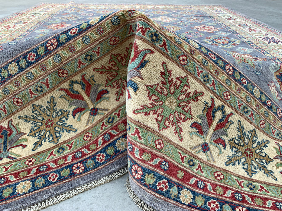 11'7 x 8'11 Hand-Knotted Peshawari Chobi Wool Rug - Gray Traditional Tribal Area Rug - KBHM-518
