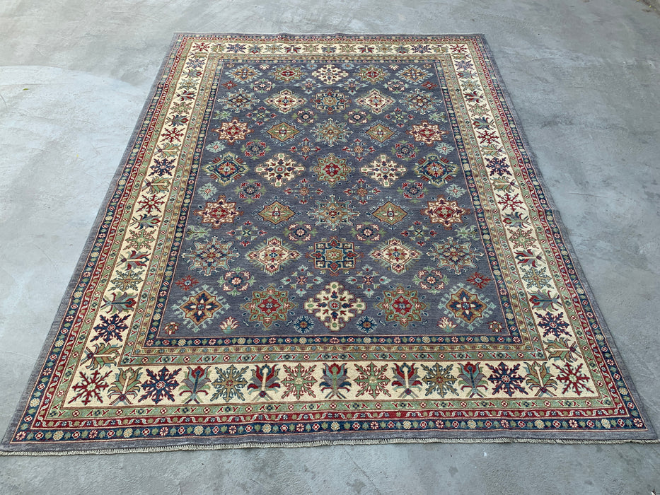 11'7 x 8'11 Hand-Knotted Peshawari Chobi Wool Rug - Gray Traditional Tribal Area Rug - KBHM-518
