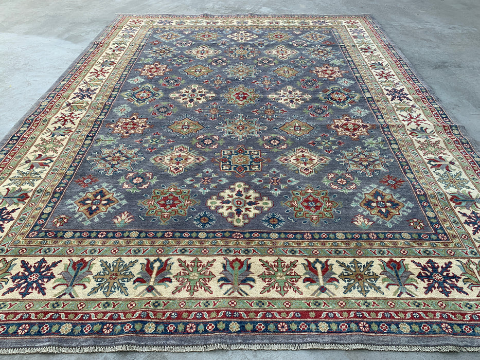 11'7 x 8'11 Hand-Knotted Peshawari Chobi Wool Rug - Gray Traditional Tribal Area Rug - KBHM-518