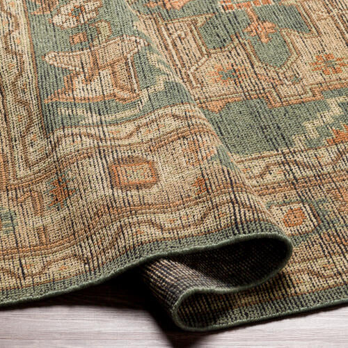 Reign Handmade Wool Rug — Teal & Terracotta Medallion Design | REG-2304 - construction