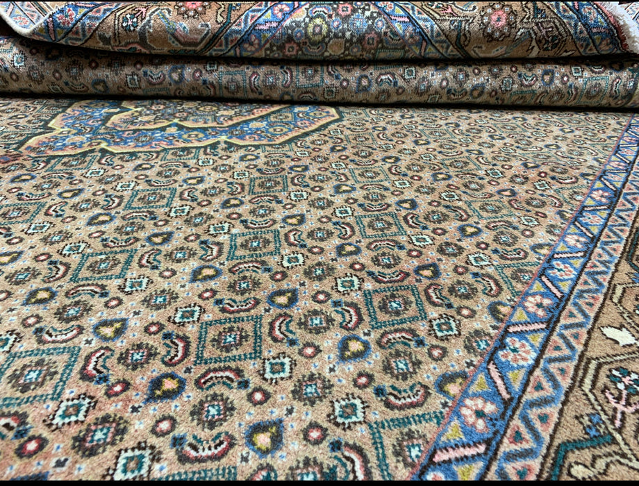 7'x10' Hand-Knotted Persian Beige/Teal Area Rug – KB Rugs 