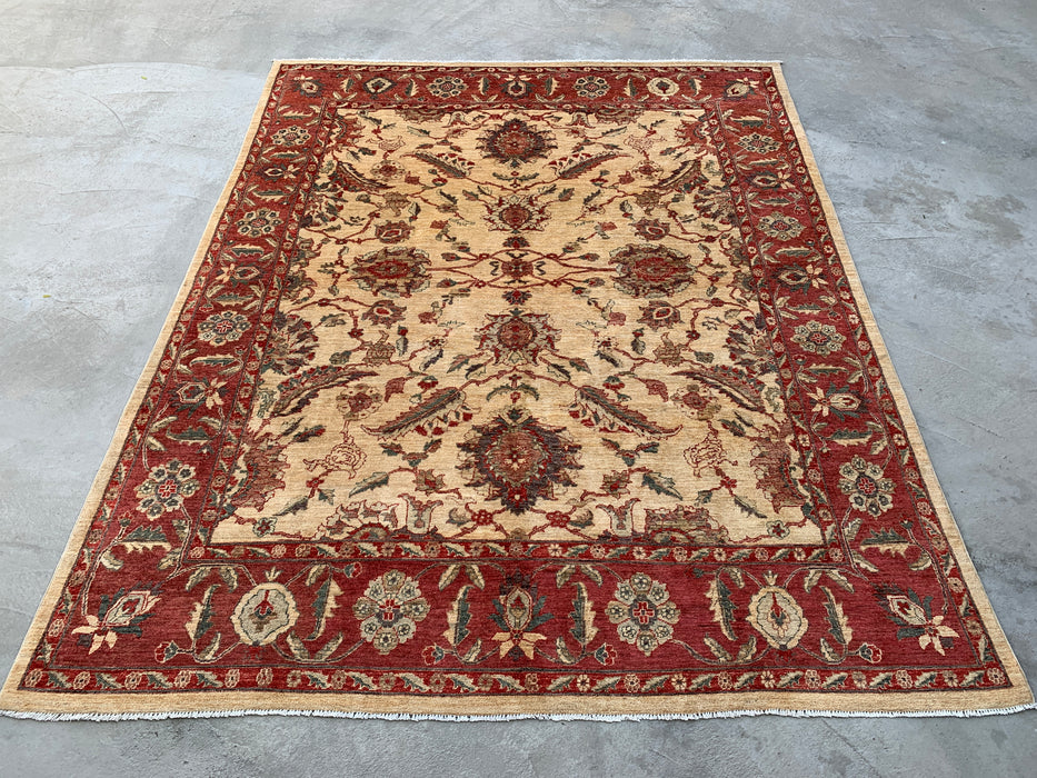 10'1 x 7'11 Hand-Knotted Peshawari Chobi Wool Rug - Red Traditional Floral Area Rug - KBHM-550