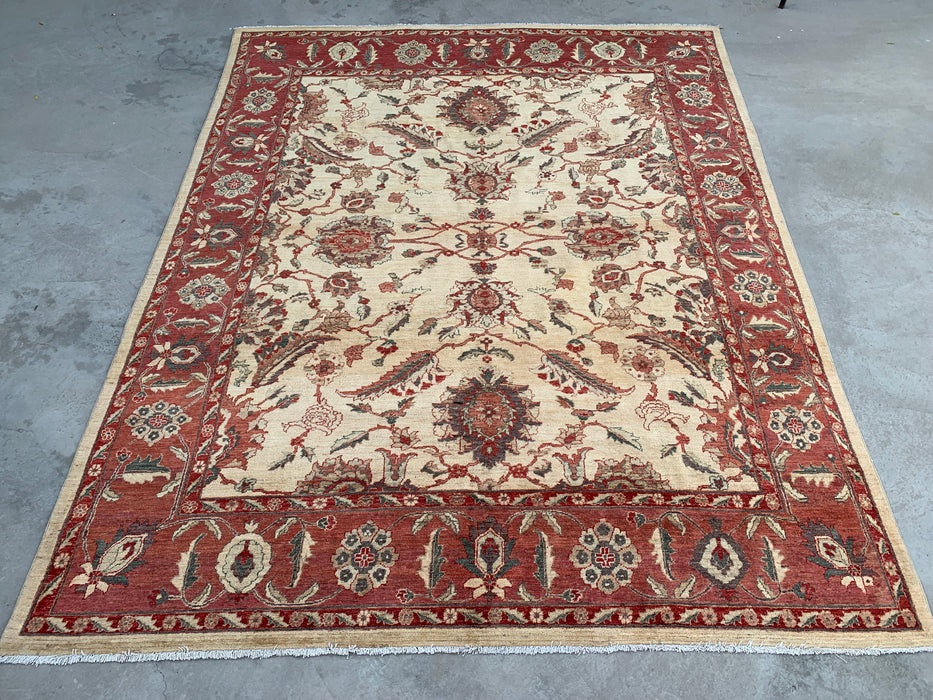 10'1 x 7'11 Hand-Knotted Peshawari Chobi Wool Rug - Red Traditional Floral Area Rug - KBHM-550