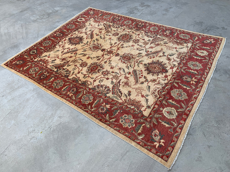 10'1 x 7'11 Hand-Knotted Peshawari Chobi Wool Rug - Red Traditional Floral Area Rug - KBHM-550
