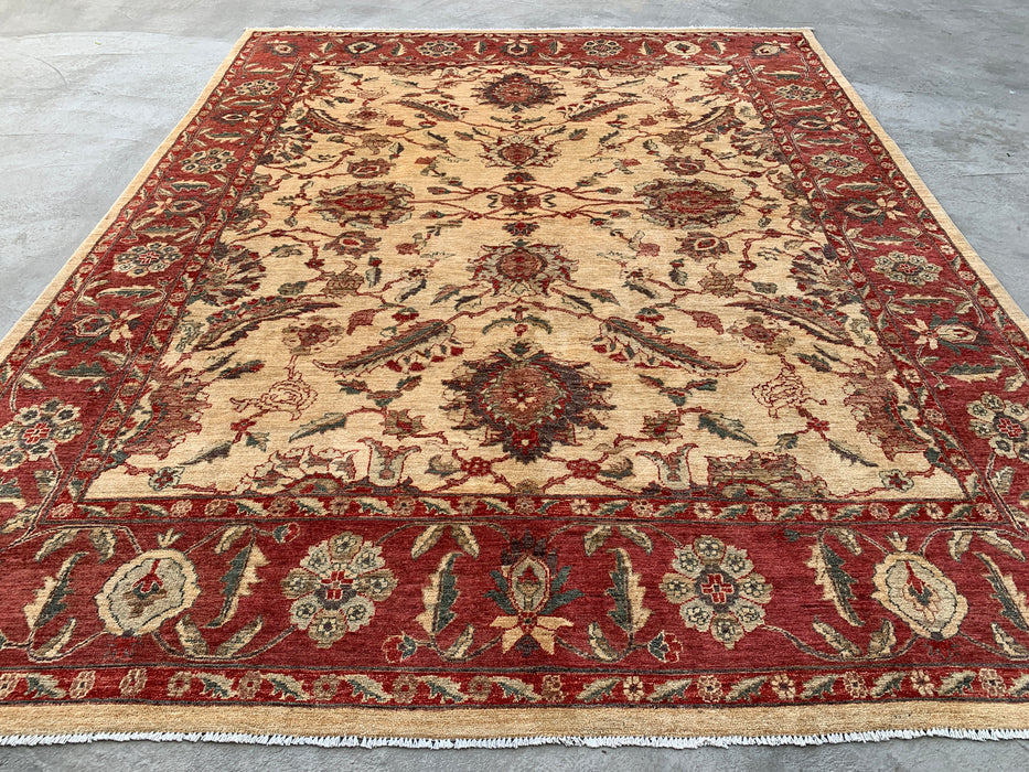 10'1 x 7'11 Hand-Knotted Peshawari Chobi Wool Rug - Red Traditional Floral Area Rug - KBHM-550