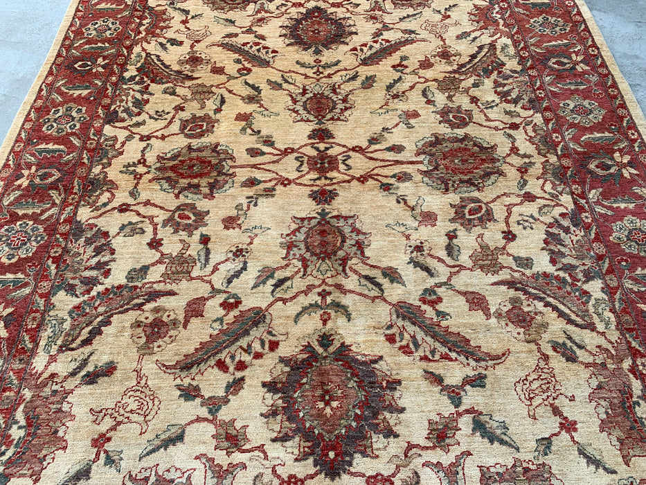 10'1 x 7'11 Hand-Knotted Peshawari Chobi Wool Rug - Red Traditional Floral Area Rug - KBHM-550
