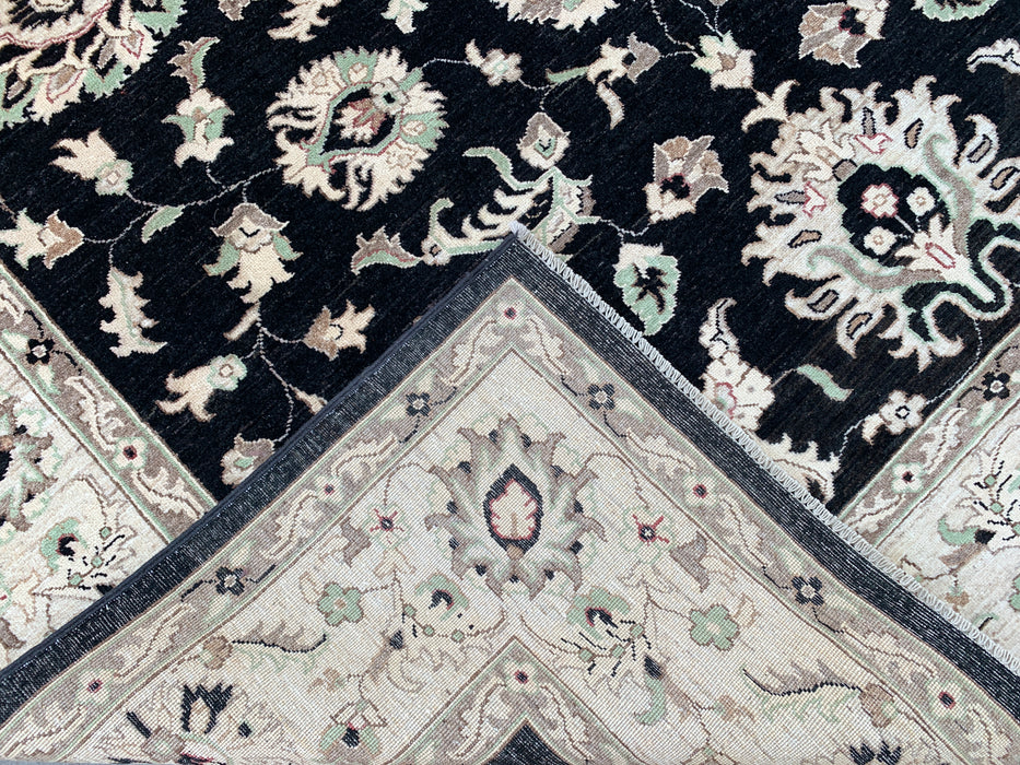 10'0 x 8'1 Hand-Knotted Peshawari Chobi Wool Rug - Black Traditional Floral Area Rug - KBHM-552